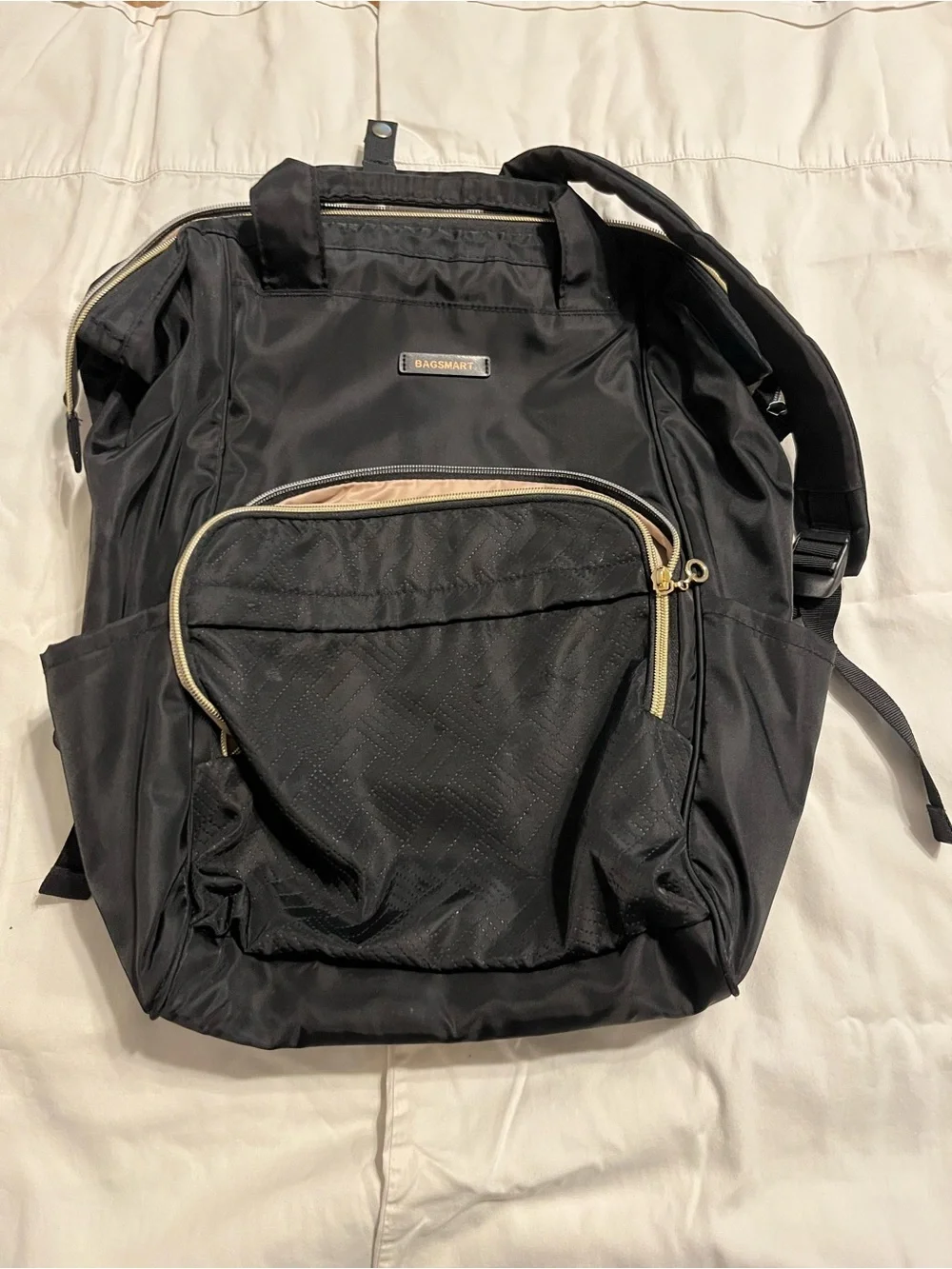 Bagsmart Black and Tan Laptop Backpack